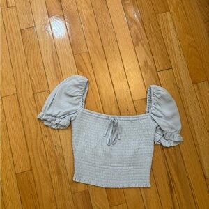 Wilfred Soft Blue Smocked Puff Sleeve Blouse